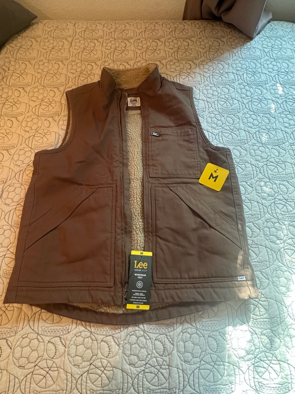 Lee Men's Brown Quilted Sherpa Vest